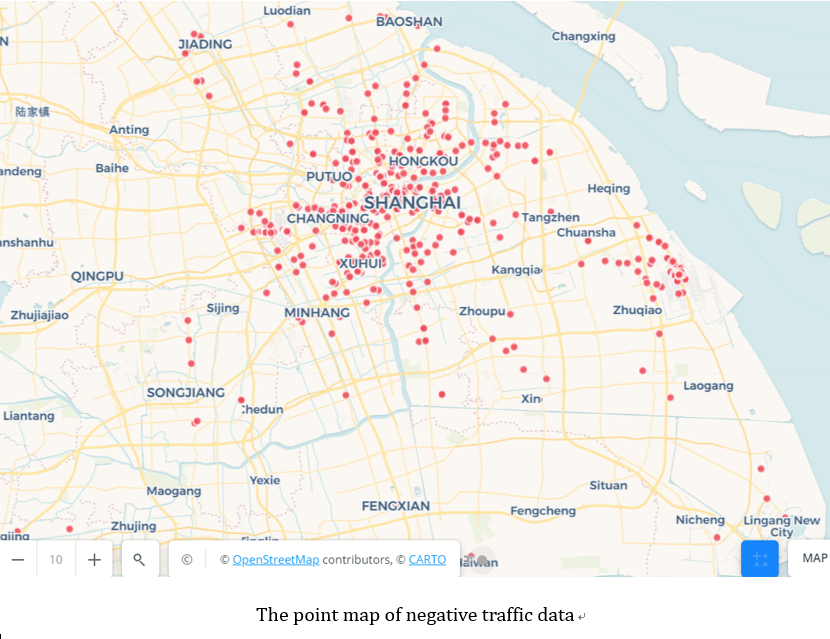 The point map of negative traffic data